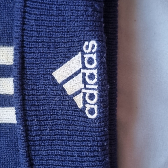 Adidas Blue Beanie with White Stripes - Picture 2 of 2